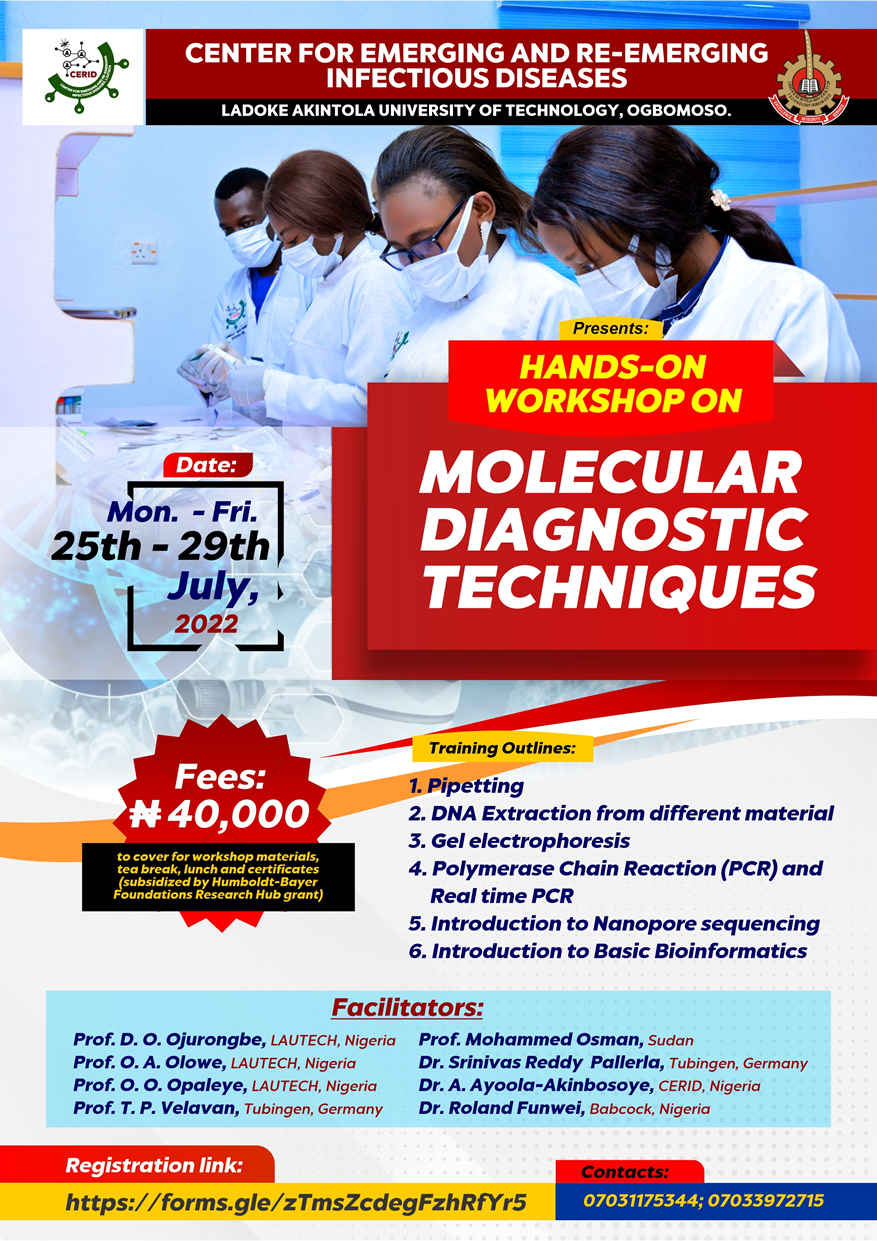 3days hands-on workshop on molecular diagnostic techniques